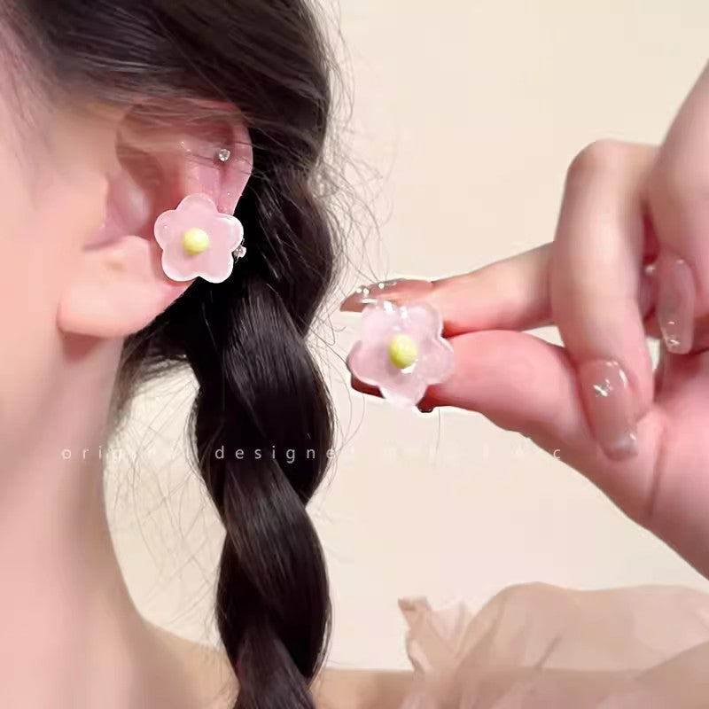 Wholesale Summer Graffiti Colorful Flower Clip Earrings